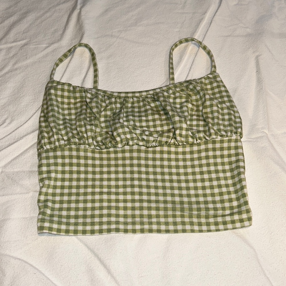 pacsun cropped green checkered tank - JM